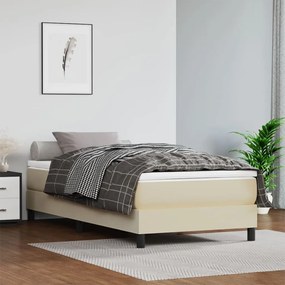 3144245 vidaXL Pat box spring cu saltea, crem, 100x200 cm, piele ecologică