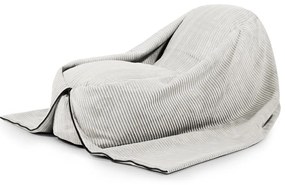 Fotoliu puf pentru copii crem cu tapițerie din catifea reiată Cocoon 120 – SLOWDOWN