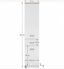 Dulap 2D1S, alb/stejar sonoma, TOPTY 05