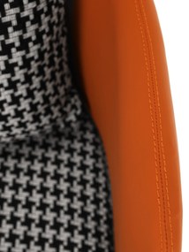 Fotoliu design, model alb-negru/ piele ecologică portocalie, EMREN