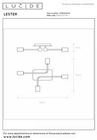 Lucide 21118/04/02 - Lustru aplicat LESTER, 4xE27/40W/230V, auriu
