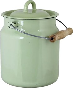 Bidon de lapte vintage din oțel emailat, verde, Ø16×H22,5 cm, 3L, „Emil's Enamel Green"