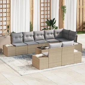 vidaXL Set de canapele pentru grădină 9 pcs bej și gri Rattan poli