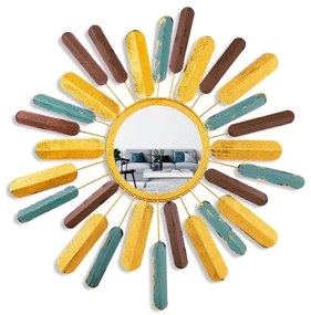 Oglindă de perete SUN d. 75 cm galben