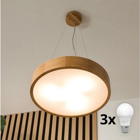 Brilagi - Lustră LED pe cablu CARVALHO 3xE27/15W/230V, stejar, diam. 47,5 cm