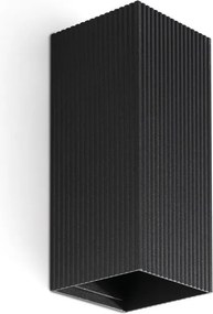 Aplica perete aluminiu striat negru, 2xGU10, LUNE square
