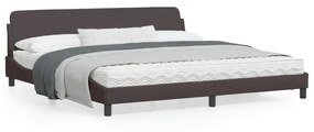 373248 vidaXL Cadru de pat cu tăblie, maro închis, 200x200 cm, textil