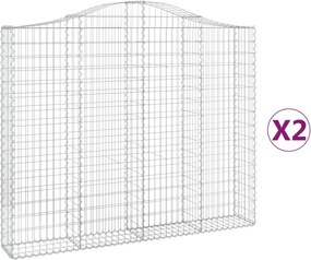 vidaXL Coșuri gabion arcuite 2 buc, 200x30x160/180 cm, fier galvanizat