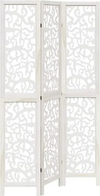 vidaXL Paravan cameră 3 panouri, alb, lemn masiv paulownia