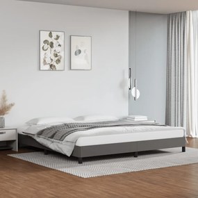 346926 vidaXL Cadru de pat, gri, 200x200 cm, piele ecologică