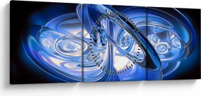 Tabloul abstract albastru (cu ceas) (90x30 cm)