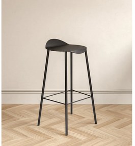 Scaun de bar negru din piele Flamingo Bull – LIND DNA