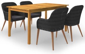 vidaXL Set mobilier de grădină, 5 piese, negru
