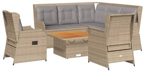 3262157 vidaXL Set mobilier de grădină cu perne, 6 piese, bej, poliratan