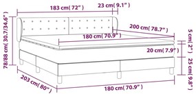 Pat box spring cu saltea, gri inchis, 180x200 cm, textil Morke gra, 180 x 200 cm, Nasturi de tapiterie