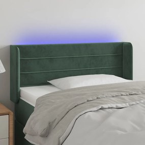 3123409 vidaXL Tăblie de pat cu LED, verde închis, 83x16x78/88 cm, catifea