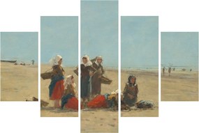 Tablou - Eugène Boudin, Women on the Beach at Berck, reproducere (150x105 cm)
