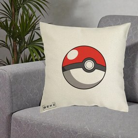Perna Personalizata Pokeball Rosie, 40x40 cm, Ecru, Husa Detasabila, Perna Inclusa, BEKZ®
