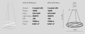 Lustra LED circulara design modern ATIA 80cm alb sau negru