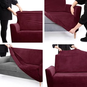 Husa elastica pentru canapea de 2 locuri LARSI, rosu vin