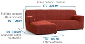 Huse bielastice COSTINA culoarea cupru canapea cu otoman stânga (l. 170 - 300 cm)