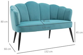 HOMCOM Canapea 132 cm pentru dormitor, mobilier modern din catifea, canapea mica tapitata pentru spatii mici | AOSOM RO