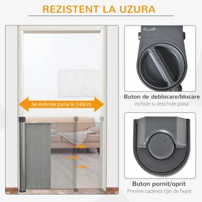 Bariera de siguranta PawHut pentru caini, 140x88 cm, gri | AOSOM RO