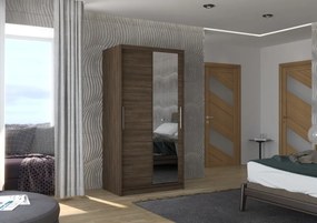 Dulap cu usi glisante si oglinda 100x200 cm, Baros, ADRK Furniture (Culoare: Alb)