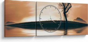 Tablou - Copaci pe insulă (cu ceas) (90x30 cm)