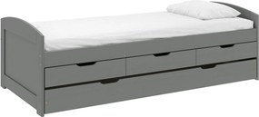 Pat extensibil MARINELLA NEW 90x200, gri, lemn/metal, cu somiera si se