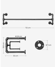 Set 2 buc. cuier de perete pentru umerașe LINEA, negru