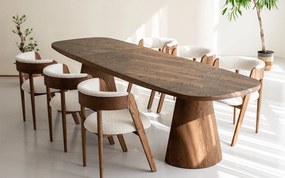 Masă lemn masiv Dining EGO Personalizabila - Nuc, 2200 + (2×500) x 1200 x 775 mm