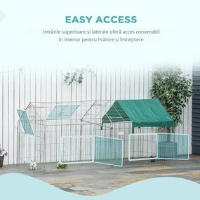 PawHut Țarc pentru Animale cu Învelitoare și Uși, 220x103x103 cm, Verde | Aosom Romania