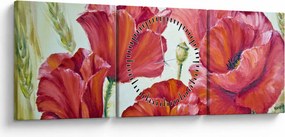 Tablou - Mac - flori (cu ceas) (90x30 cm)