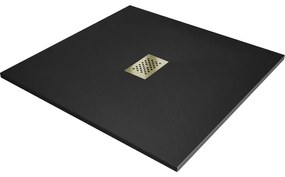 Mexen Hugo cabina de duș pătrată SMC 100 x 100 cm, negru, capac de aur - 42701010-G