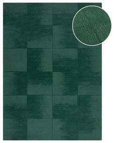 Covor albastru petrol țesut manual din lână 120x170 cm Demi Check Ombre – Flair Rugs