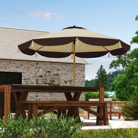 Outsunny Umbrelă de Soare cu UPF 50+ și 8 spițe, Φ2,66x2,34 m, Bej | Aosom Romania