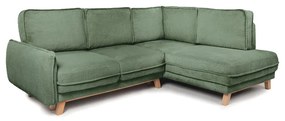 Colțar verde deschis extensibil cu tapițerie din catifea reiată (cu colț pe partea dreaptă) Tori – Bonami Selection
