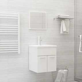vidaXL Set mobilier de baie, alb extralucios, lemn prelucrat