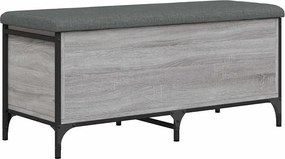 vidaXL Bancă de depozitare, gri sonoma, 102x42x45 cm, lemn prelucrat