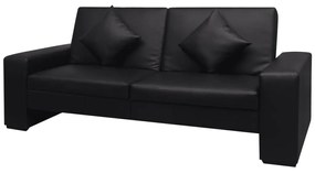 244306 vidaXL Canapea extensibilă din piele artificială, negru