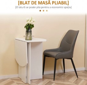 HOMCOM Masă Pliabilă Bucătărie Prânz Lemn Melamină Ușor de Curățat Design Compact Alb | Aosom Romania