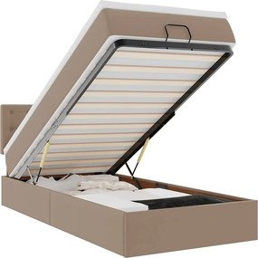 vidaXL Pat otoman cu saltea, cappucino, 80x200cm, piele ecologică