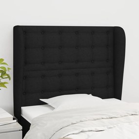 3118382 vidaXL Tăblie de pat cu aripioare, negru, 103x23x118/128 cm, textil