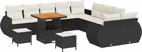 vidaXL Set de canapele pentru grădină 13 pcs Negru poliratan