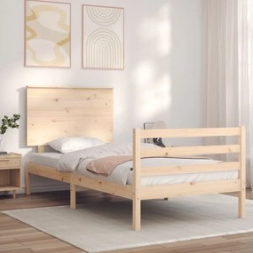 3195181 vidaXL Cadru de pat cu tăblie single mic, lemn masiv