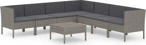 vidaXL Set mobilier de grădină cu perne, 8 piese, gri, poliratan