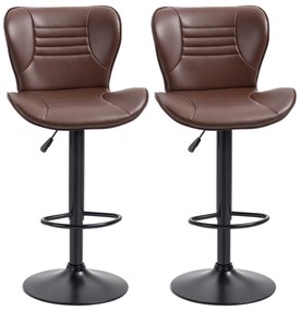 HOMCOM Set 2 Scaune de Bar cu Înălțime Reglabilă, Șezut Rotativ și Suport pentru Picioare, 46,5x54x88-108 cm, Maro | Aosom Romania