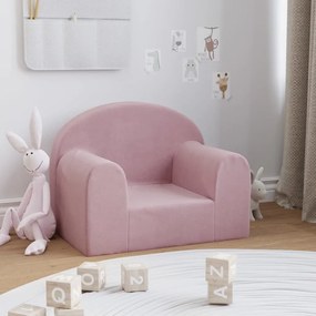 341790 vidaXL Canapea pentru copii, roz, pluș moale