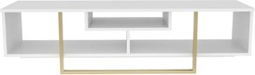 Comoda TV ASAL 150, alb/auriu, PAL melaminat, 150x35x40 cm